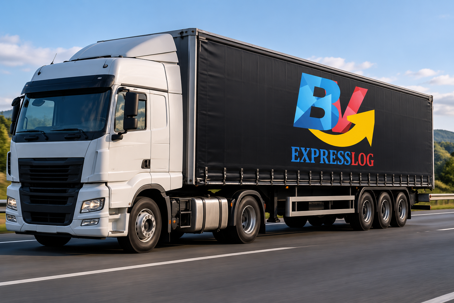 Caminhão da BV Express Log em operação na estrada